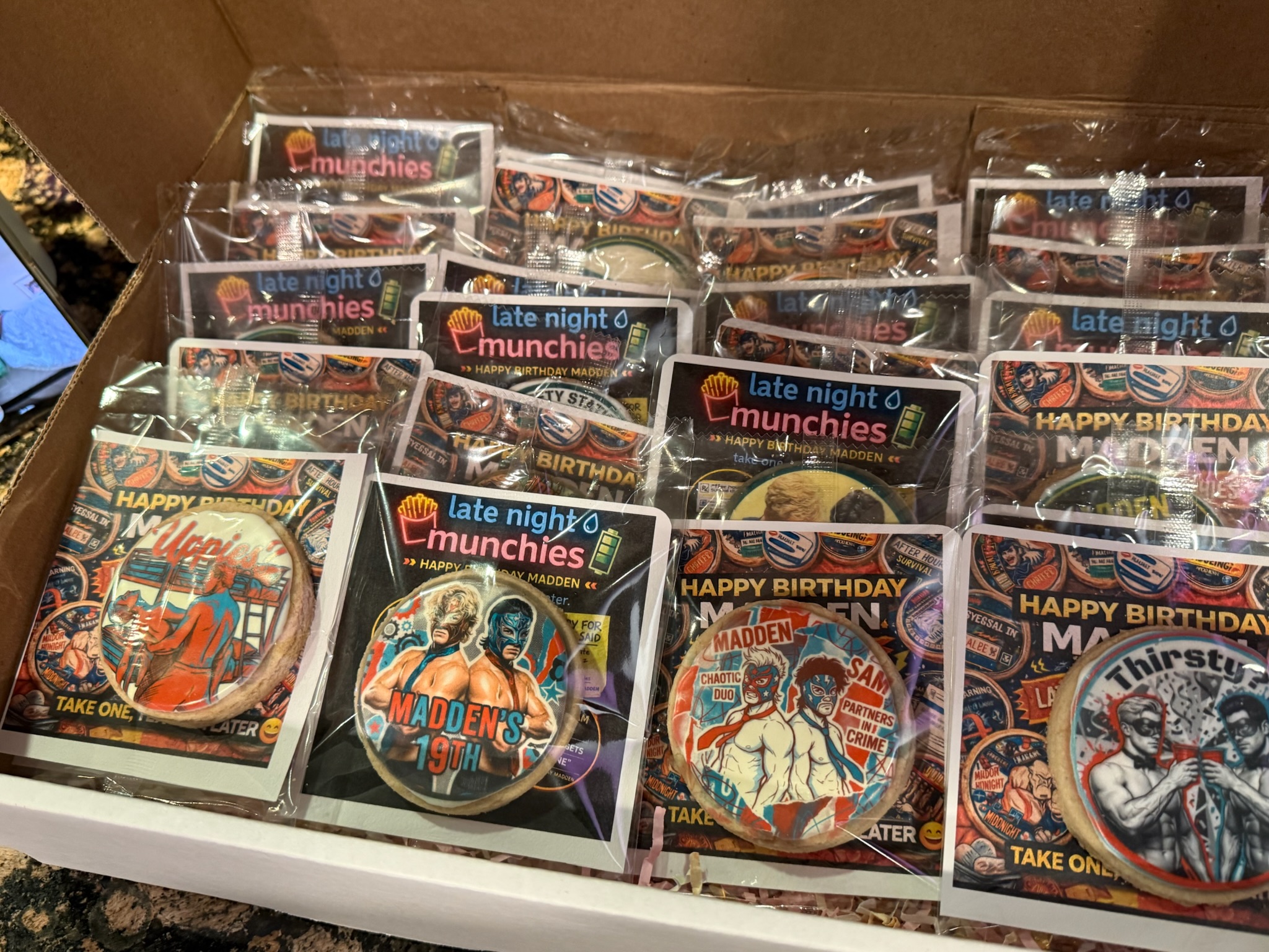 Custom birthday party cookies with unique themed designs